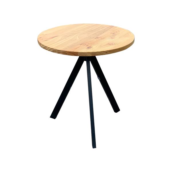 שולחן עץ עגול קטן רגל שחורה 2